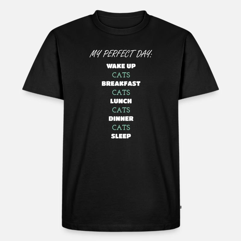Skurrile Katze Tägliche Routine Design - Männer Premium Bio T-Shirt - Schwarz