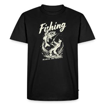 Fishing makes me happy - Men's Premium Organic T-Shirt - black - Front - Nico (187cm)