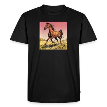 Dynamic wild horse print - Men's Premium Organic T-Shirt - black - Front - Nico (187cm)