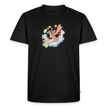 Fille avec dragon et arc-en-ciel - T-shirt Premium bio Homme - noir - Devant - Nico (187cm)