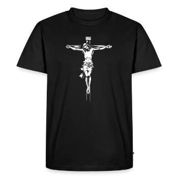 Jésus-Christ Croix Dieu chrétien - T-shirt Premium bio Homme - noir - Devant - Nico (187cm)