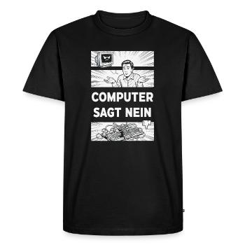 Computer says no Retro Humor - Men's Premium Organic T-Shirt - black - Front - Nico (187cm)