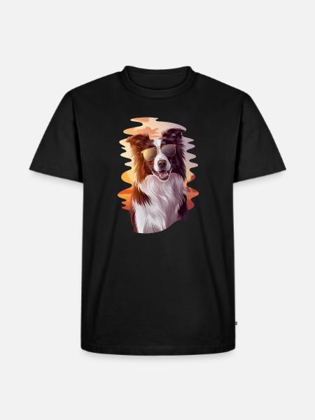 Cool Border Collie Before Sunset With - Men's Premium Organic T-Shirt - black