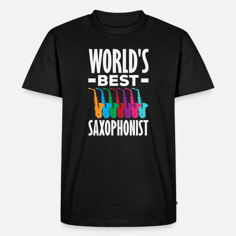 Saxofon - Männer Premium Bio T-Shirt - Schwarz