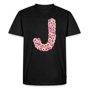 Monogramme J des fleurs - T-shirt Premium bio Homme - noir - Devant - Nico (187cm)