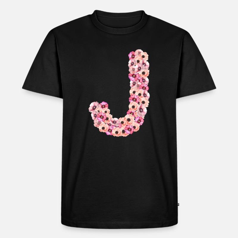 Monogramm J aus Blüten - Männer Premium Bio T-Shirt - Schwarz