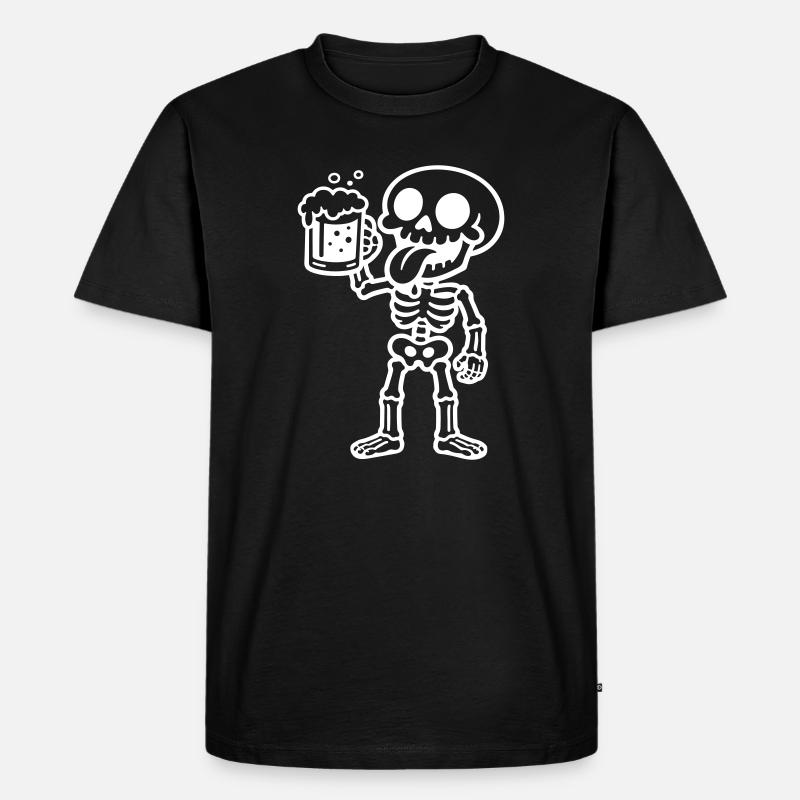 Skelett Bier Lustig - Männer Premium Bio T-Shirt - Schwarz