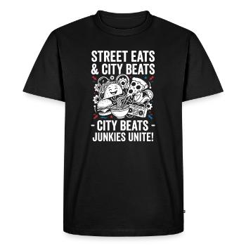 City Snacks Beats Junkies Unite - Men's Premium Organic T-Shirt - black - Front - Nico (187cm)
