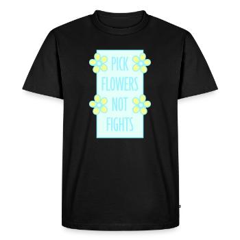 Cueillez des fleurs, pas des disputes, fleurs Paix Logo drôle - T-shirt Premium bio Homme - noir - Devant - Nico (187cm)