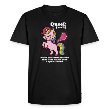 Câlin à la licorne à la crinière arc-en-ciel - T-shirt Premium bio Homme - noir - Devant - Nico (187cm)