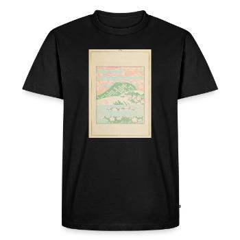 Paysage montagneux pastel avec des fleurs - T-shirt Premium bio Homme - noir - Devant - Nico (187cm)