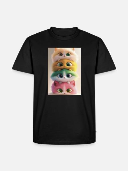Stacked Rainbow Plush Cats - Men's Premium Organic T-Shirt - black