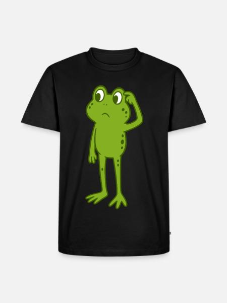 Frosch kratzt sich am Kopf - Männer Premium Bio T-Shirt - Schwarz