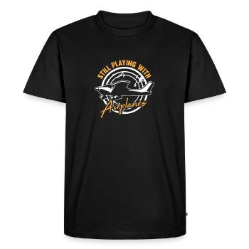 Spielen immer noch mit Flugzeugen Flugzeug Geschenk für A. - Männer Premium Bio T-Shirt - Schwarz - Vorne - Nico (187cm)