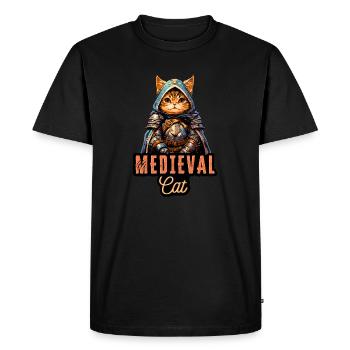 Medieval Cat: Fantasy Armor Design - Men's Premium Organic T-Shirt - black - Front - Nico (187cm)