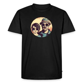 Père cool avec fille cool - Père fille - T-shirt Premium bio Homme - noir - Devant - Nico (187cm)