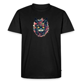 Chat Cyberpunk - T-shirt Premium bio Homme - noir - Devant - Nico (187cm)