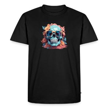 Crâne frais avec lunettes de soleil - T-shirt Premium bio Homme - noir - Devant - Nico (187cm)