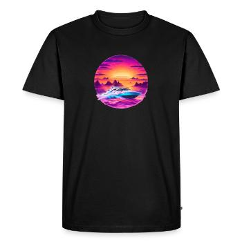 Hors-bord au coucher du soleil - T-shirt Premium bio Homme - noir - Devant - Nico (187cm)