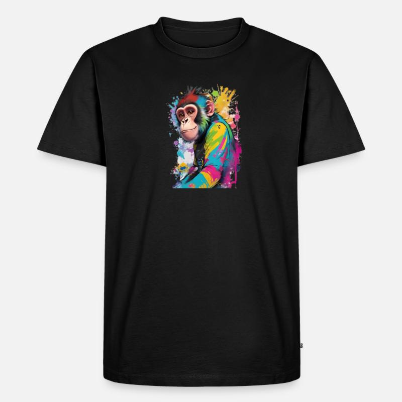 Wunderschöner farbiger Schimpanse - Männer Premium Bio T-Shirt - Schwarz