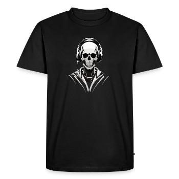 Skelleton DJ vue directe - T-shirt Premium bio Homme - noir - Devant - Nico (187cm)
