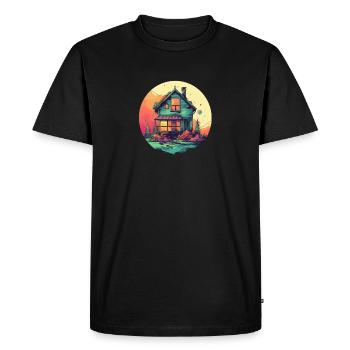 Cabane en bois dans les bois - Tiny House - T-shirt Premium bio Homme - noir - Devant - Nico (187cm)