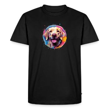 Labrador en Splash Art coloré - T-shirt Premium bio Homme - noir - Devant - Nico (187cm)