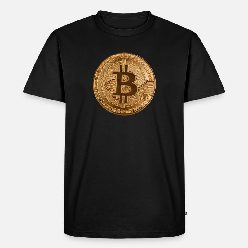 Button "BITCOIN"-Design, Logo, Aufkleber, Magnet - Männer Premium Bio T-Shirt - Schwarz