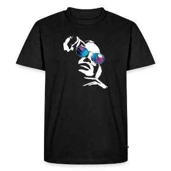 Femme avec lunettes de soleil - White Edition - T-shirt Premium bio Homme - noir - Devant - Nico (187cm)