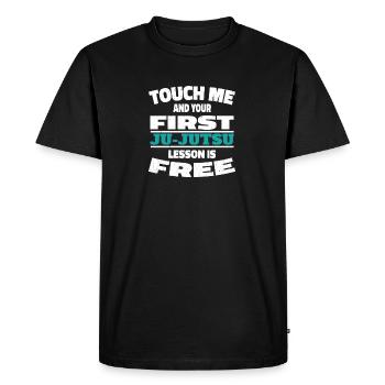 Touch me and your first Ju-Jutsu lesson is free - T-shirt Premium bio Homme - noir - Devant - Nico (187cm)