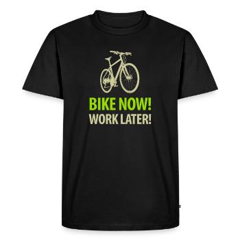 Bike now Work later Bicycle Saddle Leisure Sport - Men's Premium Organic T-Shirt - black - Front - Nico (187cm)