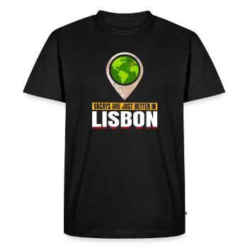 Joyable Lisbonne Agréable Tourisme Citation - T-shirt Premium bio Homme - noir - Devant - Nico (187cm)
