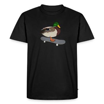 Duck Skateboard Bird Skating Funny Animal - Men's Premium Organic T-Shirt - black - Front - Nico (187cm)