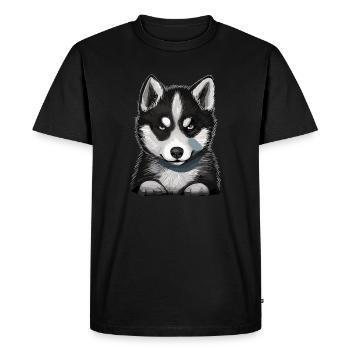 Husky Puppy Dog Baby Sled Dog - T-shirt Premium bio Homme - noir - Devant - Nico (187cm)