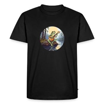 Frog playing banjo - Men's Premium Organic T-Shirt - black - Front - Nico (187cm)