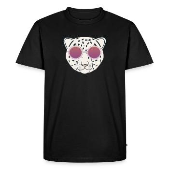 Tête de léopard avec lunette roses - T-shirt Premium bio Homme - noir - Devant - Nico (187cm)