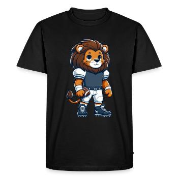 Cute American Football Player Lion - Men's Premium Organic T-Shirt - black - Front - Nico (187cm)