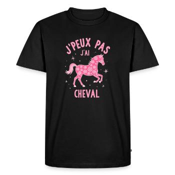 Équitation Humoristique - Cheval Rose - T-shirt Premium bio Homme - noir - Devant - Nico (187cm)