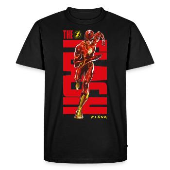 The Flash S'Exécute Logo Rouge - T-shirt Premium bio Homme - noir - Devant - Nico (187cm)