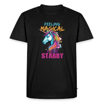 Feeling Magical and a Bit Stabby - Men's Premium Organic T-Shirt - black - Front - Nico (187cm)
