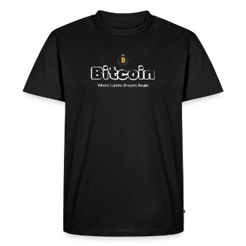 Bitcoin Merch You’ll Love - Crypto Clothing - Men's Premium Organic T-Shirt - black - Front - Nico (187cm)