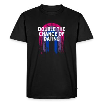Doublez les chances de sortir avec Bisexuel célibataire Bi - T-shirt Premium bio Homme - noir - Devant - Nico (187cm)