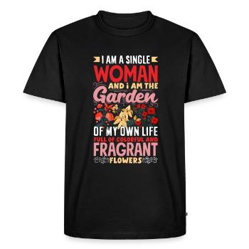 Je suis une femme célibataire et je suis le jardin de mon - T-shirt Premium bio Homme - noir - Devant - Nico (187cm)