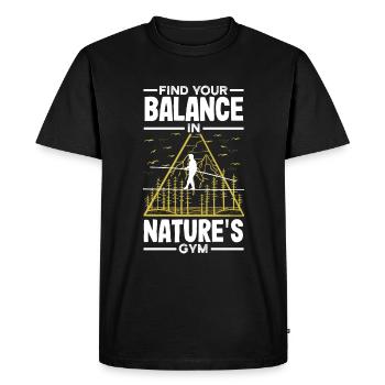 Trouvez votre équilibre dans le gymnase de la nature - T-shirt Premium bio Homme - noir - Devant - Nico (187cm)