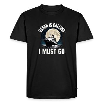 L’océan appelle je dois aller en vacances en bateau de croisière - T-shirt Premium bio Homme - noir - Devant - Nico (187cm)