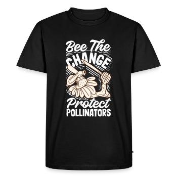 Beekeeper Heartbeat Honeycomb Love Pollination - Men's Premium Organic T-Shirt - black - Front - Nico (187cm)