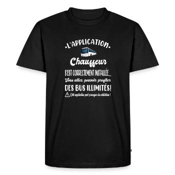L'application chauffeur s'estcorrectementinstallée - T-shirt Premium bio Homme - noir - Devant - Nico (187cm)