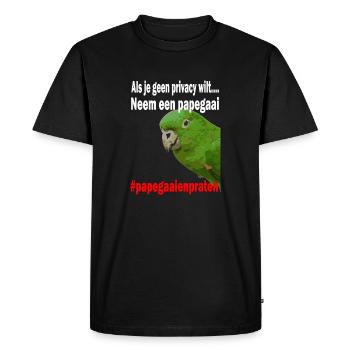 Les perroquets ne parlent plus d’intimité - T-shirt Premium bio Homme - noir - Devant - Nico (187cm)