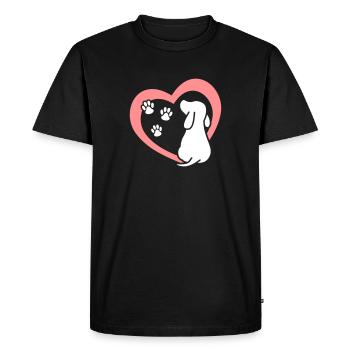 Coeur pattes de chien amoureux des chiens chien - T-shirt Premium bio Homme - noir - Devant - Nico (187cm)