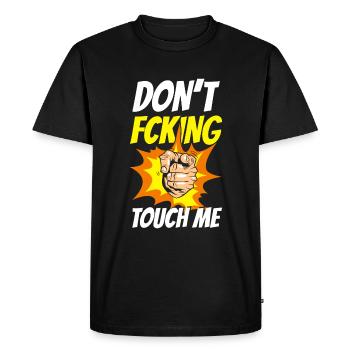 Ne touchez pas aux mains drôles de l’enfant seul - T-shirt Premium bio Homme - noir - Devant - Nico (187cm)